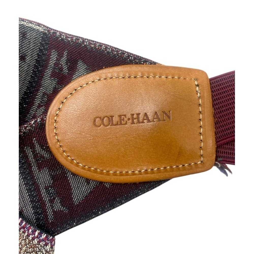 Cole Haan Christmas Tree Angel Suspenders Braces Silk Leather Embroidered - Picture 3 of 5